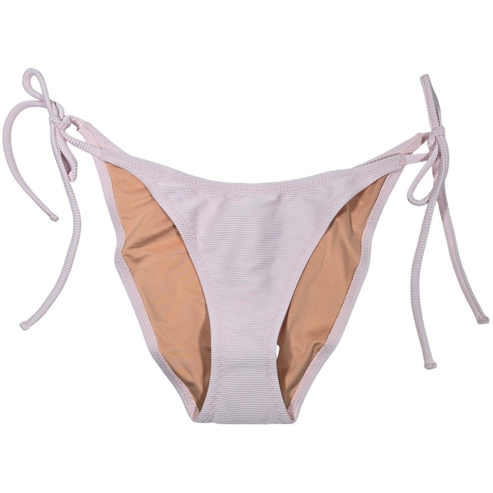 J. Crew Ribbed curved-waist cheeky string bikini bottom in‎ Pale Blossom S NWT